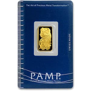 2.5 Gram PAMP Suisse Gold Bar (Front)